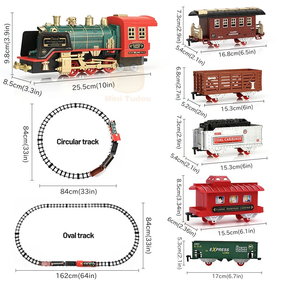 Remote Control Track Train Car Classical Simulation Water Steam Electric Railway Set Christmas Gift Educational Toy For Children