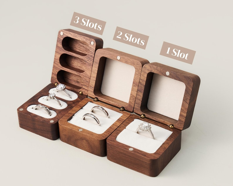 Personalized Engraving Wooden Ring Box, Proposal Engagement Ring Box with Name, Wedding Ring Bearer, Anniversary Gift, Engrave Ring Box