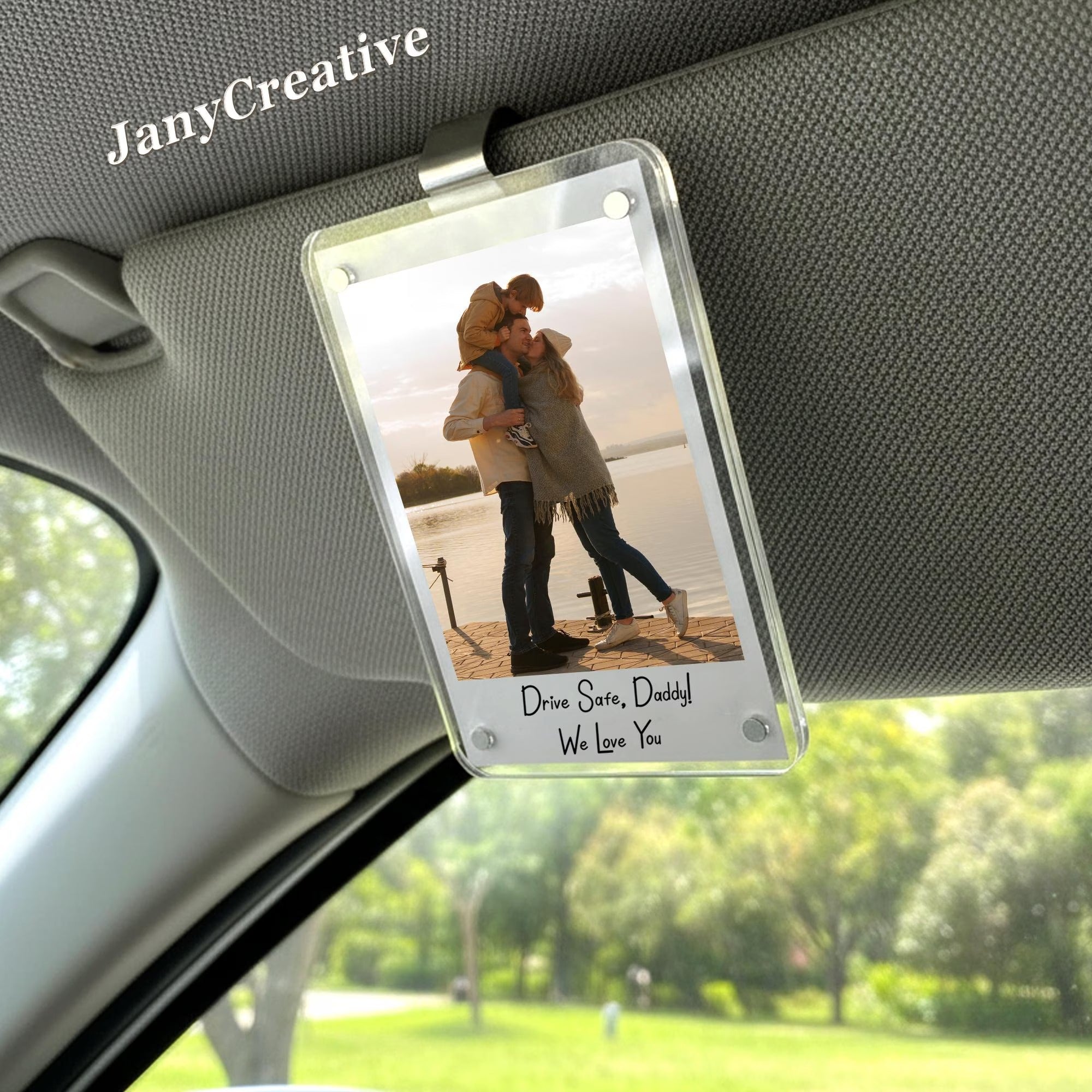 Custom Photo Car Visor Clip: Personalized Gift For Him Anniversary, Romantic Drive Safe Gift, Family Anniversary Keepsake