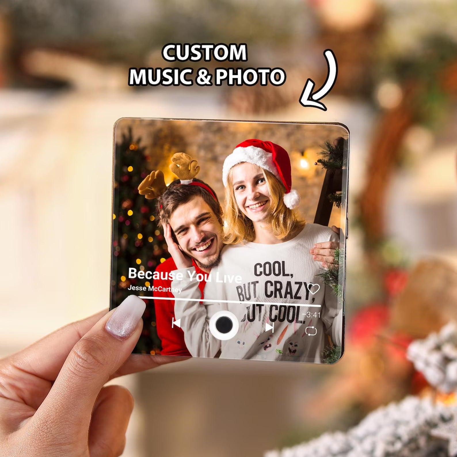 Custom Music Fridge Magnet, Personalized Photo & Music Fridge Magnet, Play Whole Song Music Box, Voicemail Keepsake Anniversary Gift for Him