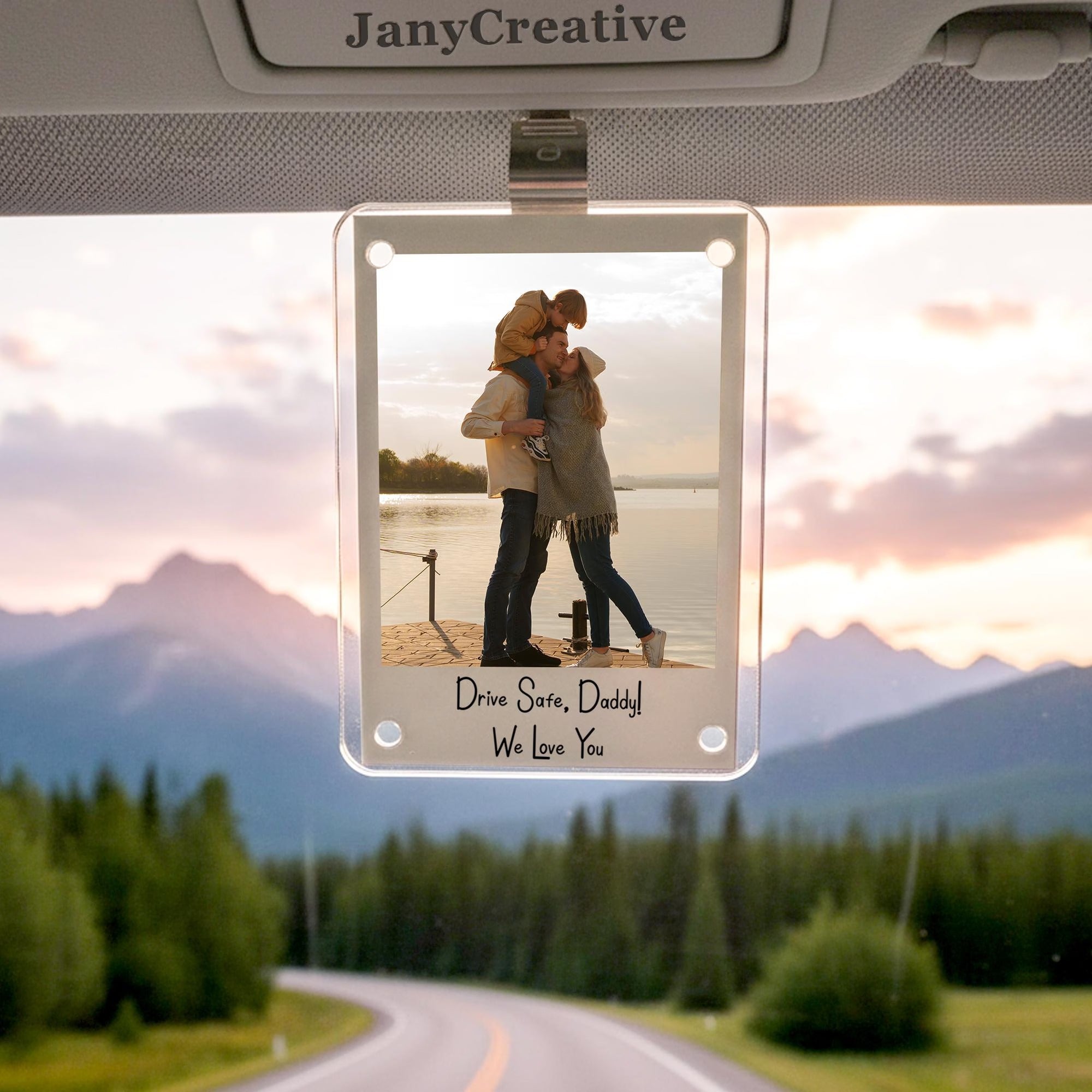 Custom Photo Car Visor Clip: Personalized Gift For Him Anniversary, Romantic Drive Safe Gift, Family Anniversary Keepsake