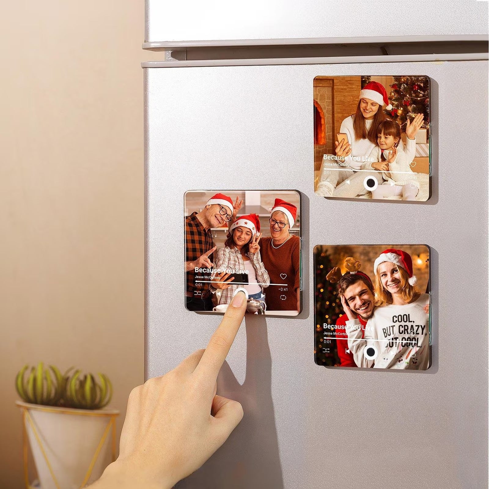 Custom Music Fridge Magnet, Personalized Photo & Music Fridge Magnet, Play Whole Song Music Box, Voicemail Keepsake Anniversary Gift for Him