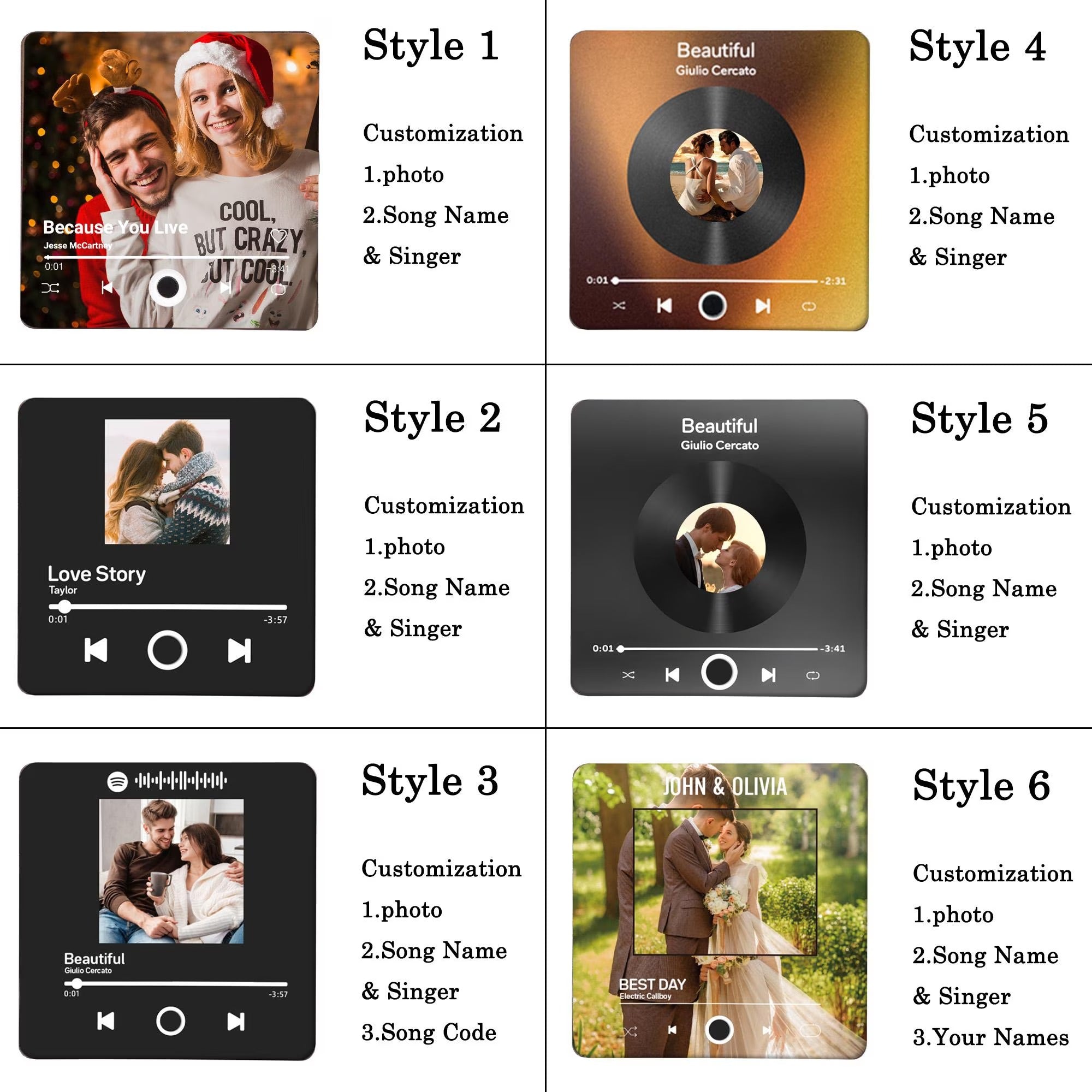 Custom Music Fridge Magnet, Personalized Photo & Music Fridge Magnet, Play Whole Song Music Box, Voicemail Keepsake Anniversary Gift for Him