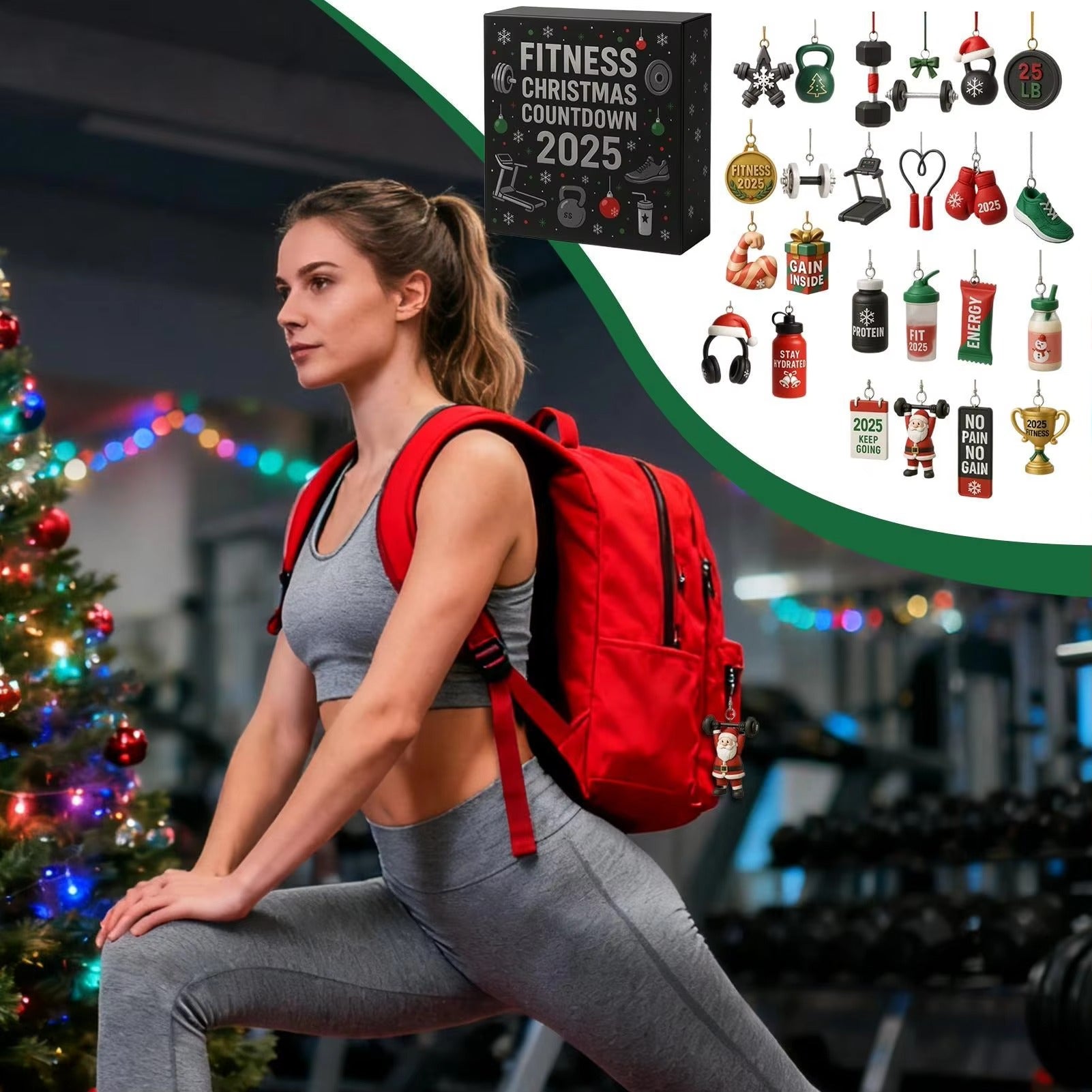 Acrylic Gym Themed Advent Calendar Modern Christmas Decoration For Home Office 87HA