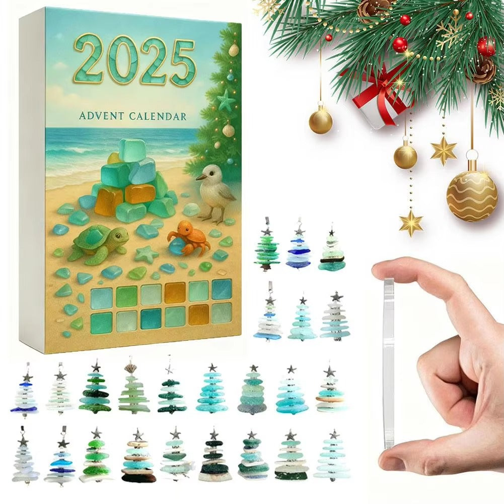 2025 Sea Glass Advent Calendar | Handmade Beach Ornament Gift | Unique Holiday Decor | Gift For Kids | H6W