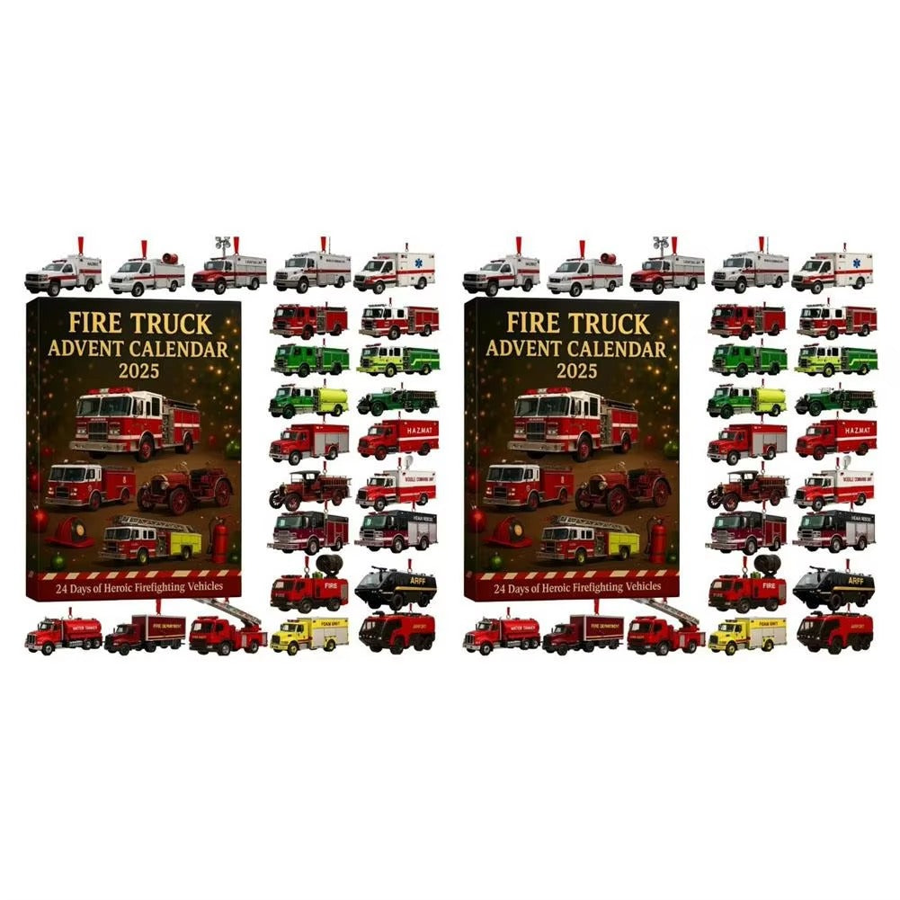 24 Day Christmas Advent Calendar Car Toy Engineering Fire Truck Car Toy Fire Truck Advent Festival Calendar