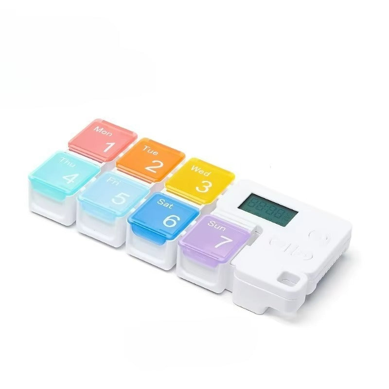Intelligent timed medicine box, portable and detachable alarm clock, packaged medicine box, medication reminder device